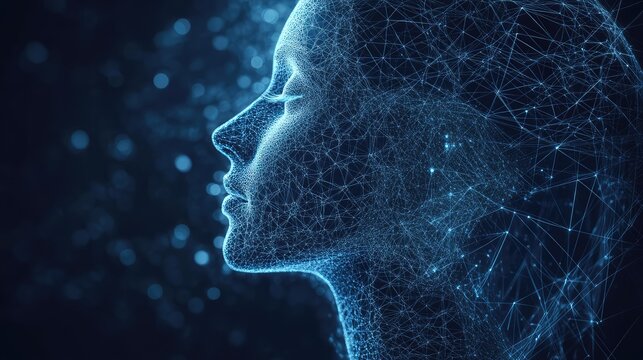 Digital human face creating complex network connections