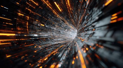 Navigating abstract digital data tunnel at high speed