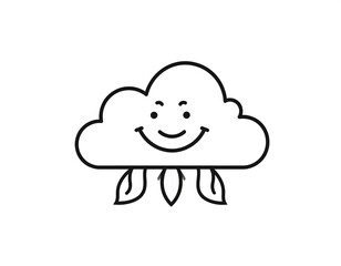 Whimsical line art of a smiling cloud with leaf-like elements
