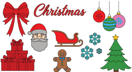 Festive Christmas illustration with Santa and gifts for holiday cheer