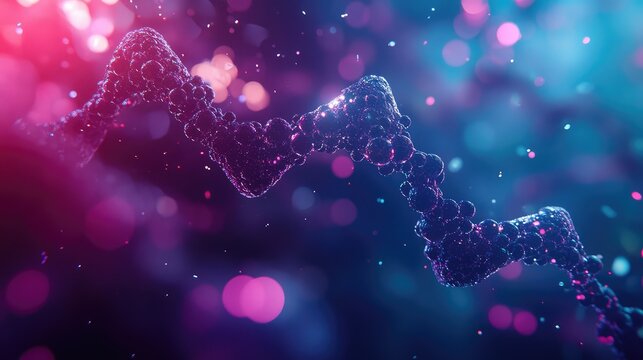 Dna double helix structure with neon bokeh effect - Powered by Adobe