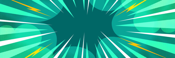 Speedy anime burst effects collide with classic manga aesthetics. Comic rhythm repeats through an energetic anime background and a sharp manga burst background.