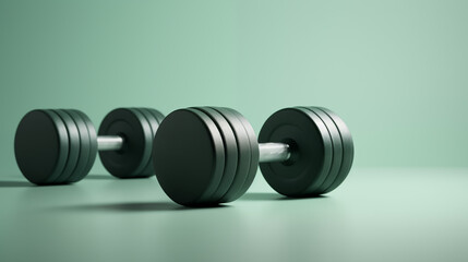 Two dumbbells on a pastel background