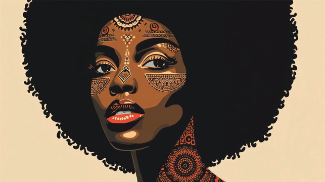 Bold Contemporary Afro Woman Portrait for Digital Presence.