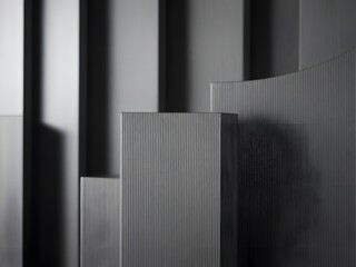 Obraz premium Abstract black and white geometric shapes with strong shadows