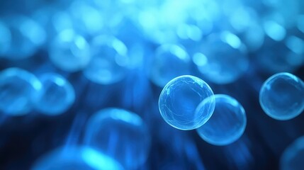 Microscopic blue cells moving in organic fluid environment