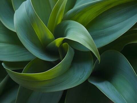 Close up of swirling green succulent leaves in a spiral pattern