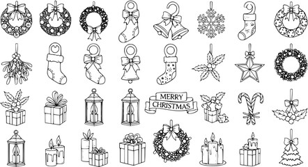 Festive Christmas Doodle Set: Hand-Drawn Holiday Decorations