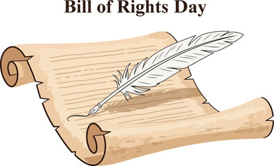 Bill of Rights Day with Quill Pen and Parchment Scroll