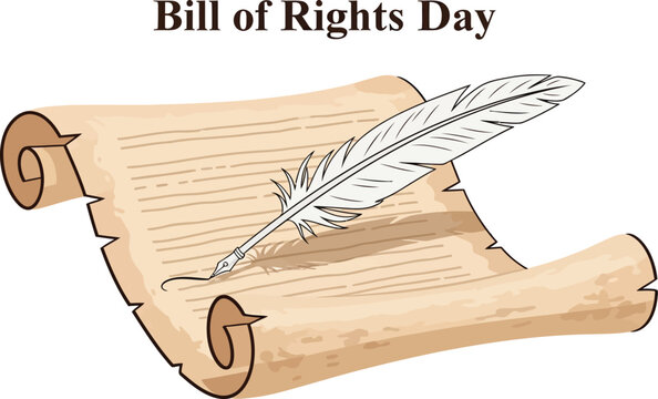 Bill of Rights Day with Quill Pen and Parchment Scroll