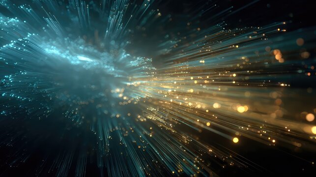 Fiber optics transmitting data creating digital network connection