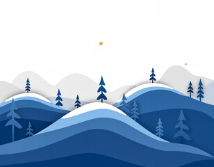 Winter Wonderland A Serene Landscape with Snowy Hills and Evergreen Trees under a Starry Sky