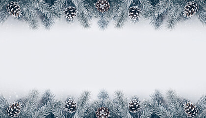Elegant Snowy Pine Cone Border for Festive Christmas Season Greetings & Holiday Wishes