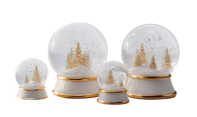 PNG Elegant festive snow globe collection, element set on transparent background
