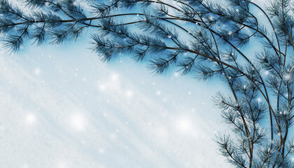 Winter Branching A serene artistic illustration of snow-covered branches against a light blue backdrop, perfect for seasonal themes