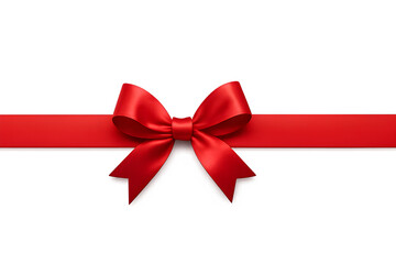 Red Decorative Ribbon Bow Isolated on White Background
