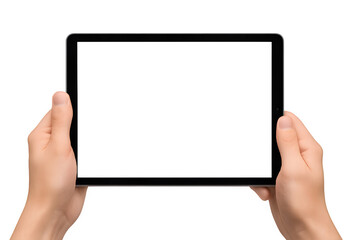 Hand Holding Digital Tablet with Blank Screen Mockup

