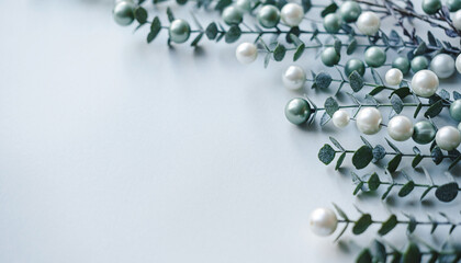 Elegant Eucalyptus Branch with Pearls A Touch of Natural Beauty