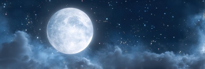 Obraz premium Full moon and stars in the night sky