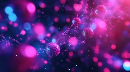 Futuristic network connection showing abstract molecules and atoms