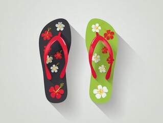 Colorful Floral Flip Flops Illustration