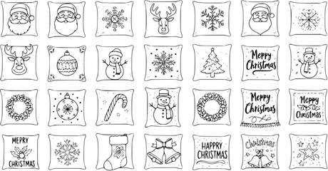 Christmas Pillow Collection: Hand-Drawn Holiday Designs