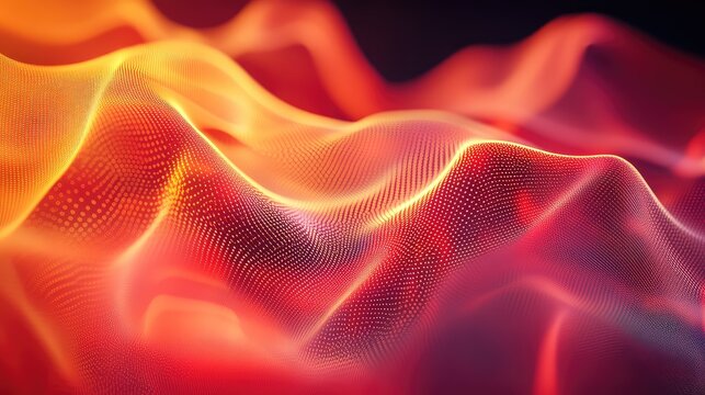 Abstract flowing wave connecting digital particle network