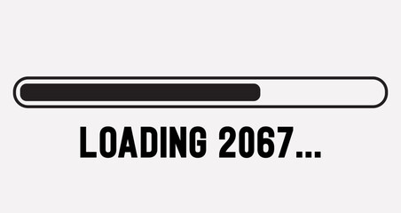 Black loading bar from 2066 to 2067 on a white background New Year concept, 