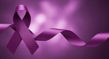 Celebrating Epilepsy Awareness Month with purple ribbon on smooth backdrop. Symbolic representation of Epilepsy Awareness Month for raising social consciousness, showing purple ribbon,