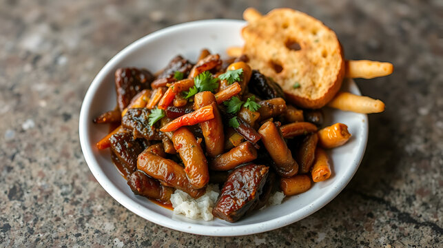 Authentic Haitian Griot with Pikliz - Traditional Caribbean Food, Cultural Cuisine, Editorial Food Photography