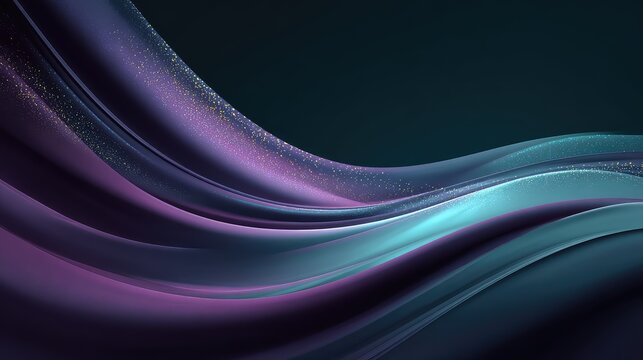 Abstract flowing waves creating elegant purple and teal background