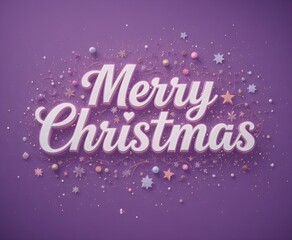 Merry Christmas typography with purple color background.