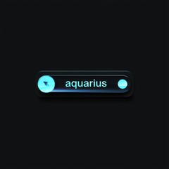 Modern black button with aqua text and glowing accents, indicating the zodiac sign