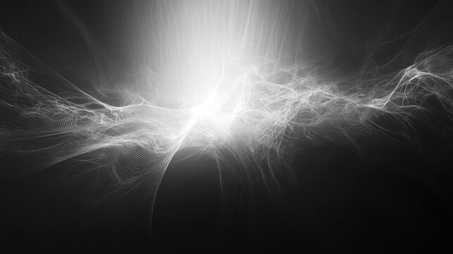 Abstract flowing wave energy creating digital light lines