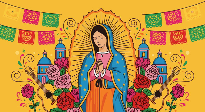 Celebrate the vibrant culture with this stunning Our Lady of Guadalupe design, perfect for Cinco de Mayo festivities, Mexican holidays, and creating eye-catching religious themed projects