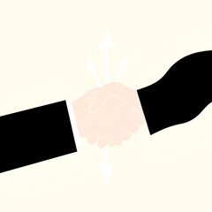 Business merger or cooperation vector concept. Symbol of deal, agreement, strategy, union. Minimal design eps10 illustration.