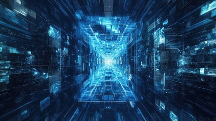 Traversing digital data tunnel in abstract cyberspace network
