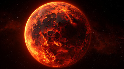 Superheated Magma Planet With Lava Seas – Realistic Fiery Exoplanet Background