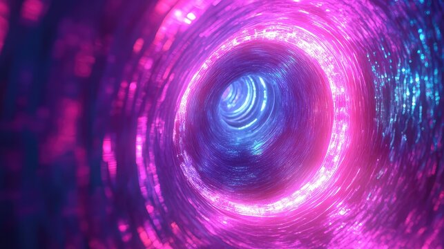 Abstract light vortex tunnel with glowing neon colors