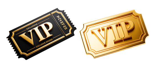 Elegant VIP tickets in gold and black representing exclusivity and premium access perfect for events and promotions
