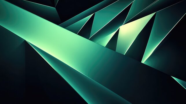 Abstract geometric green illuminated lines background - Powered by Adobe