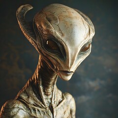 portrait of a strange alien creature with textured skin and large eyes