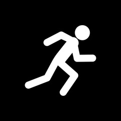 Running man icon isolated on black background