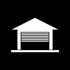 Garage door sign icon isolated on black background