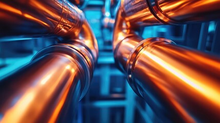 Copper industrial piping system carrying energy liquids