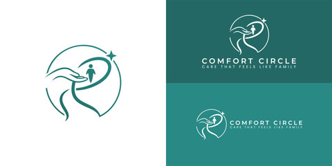 The Modern Mark symbolizes care and support with its helping hand and flowing path shape, which leads to an empowered human figure and a star. This design conveys guidance, compassion, and safety.