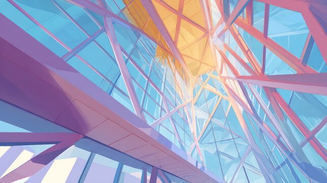 Modern building glass facade geometric architecture design