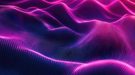 Abstract glowing purple and pink digital wave surface