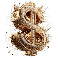 Golden Dollar Sign with Textured Surface and Splash  Symbolizing Wealth and Finance