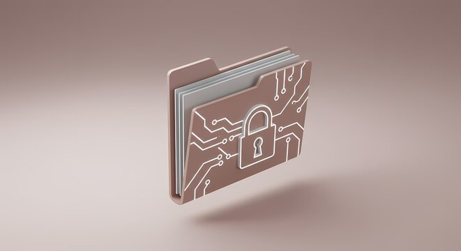 Digital folder with a lock symbol, representing data security, set against a soft gradient background